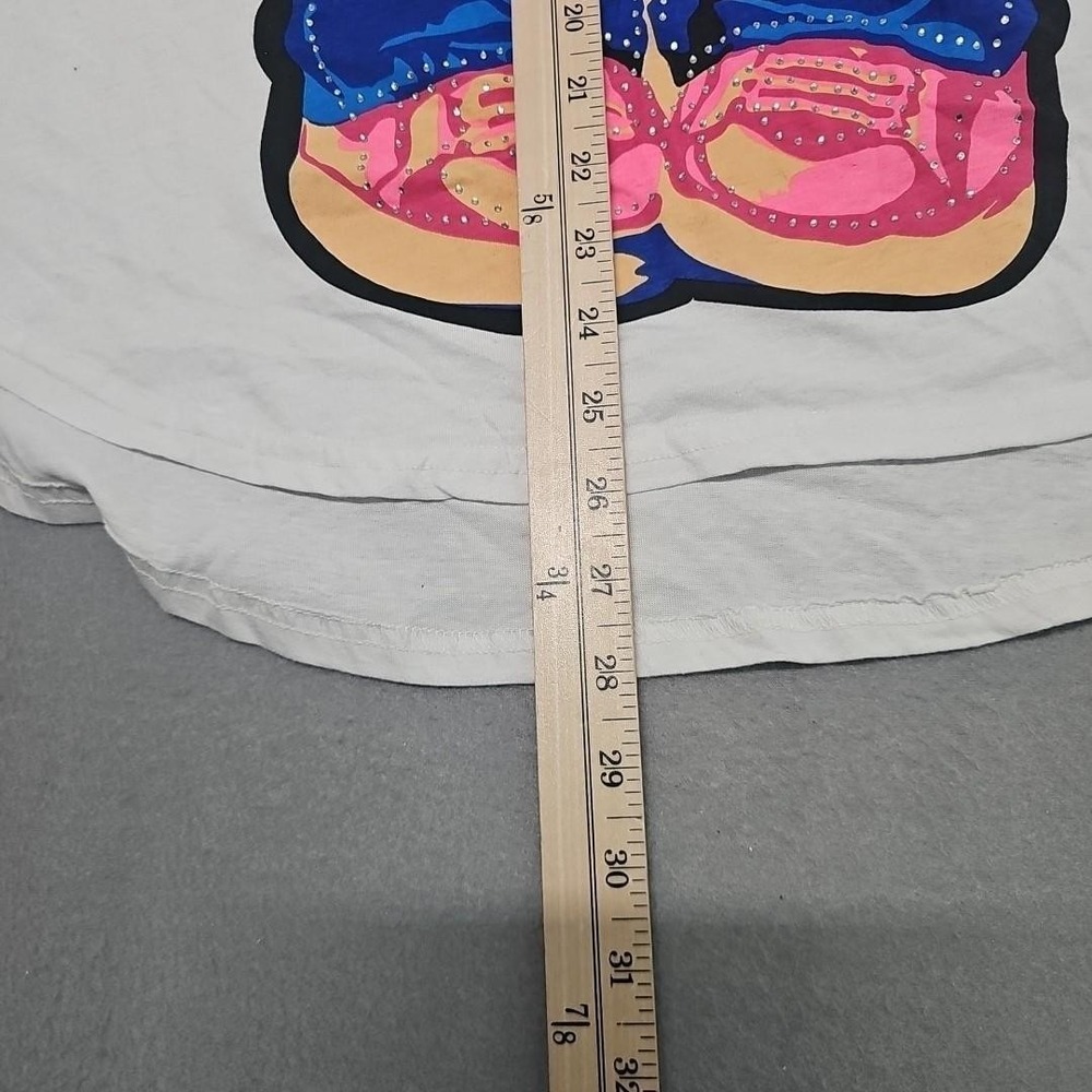 Barbie Core Graphic T-Shirt Blinged Plush Bear Women Size XL On Fire Unique Pink - Picture 5 of 6